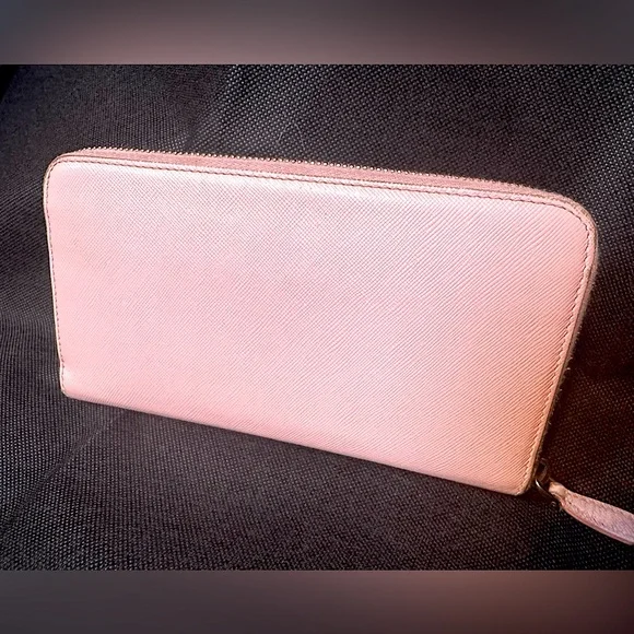 Prada Pink Bow Saffiano Zip Wallet Continental RARE DISCONTINUED - Picture 7 of 12